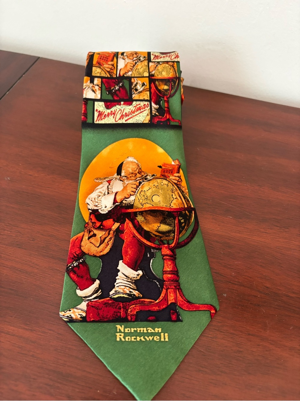 Norman Rockwell Santa At The Globe Men’s Tie Silk 1961 Saturday Evening  Post